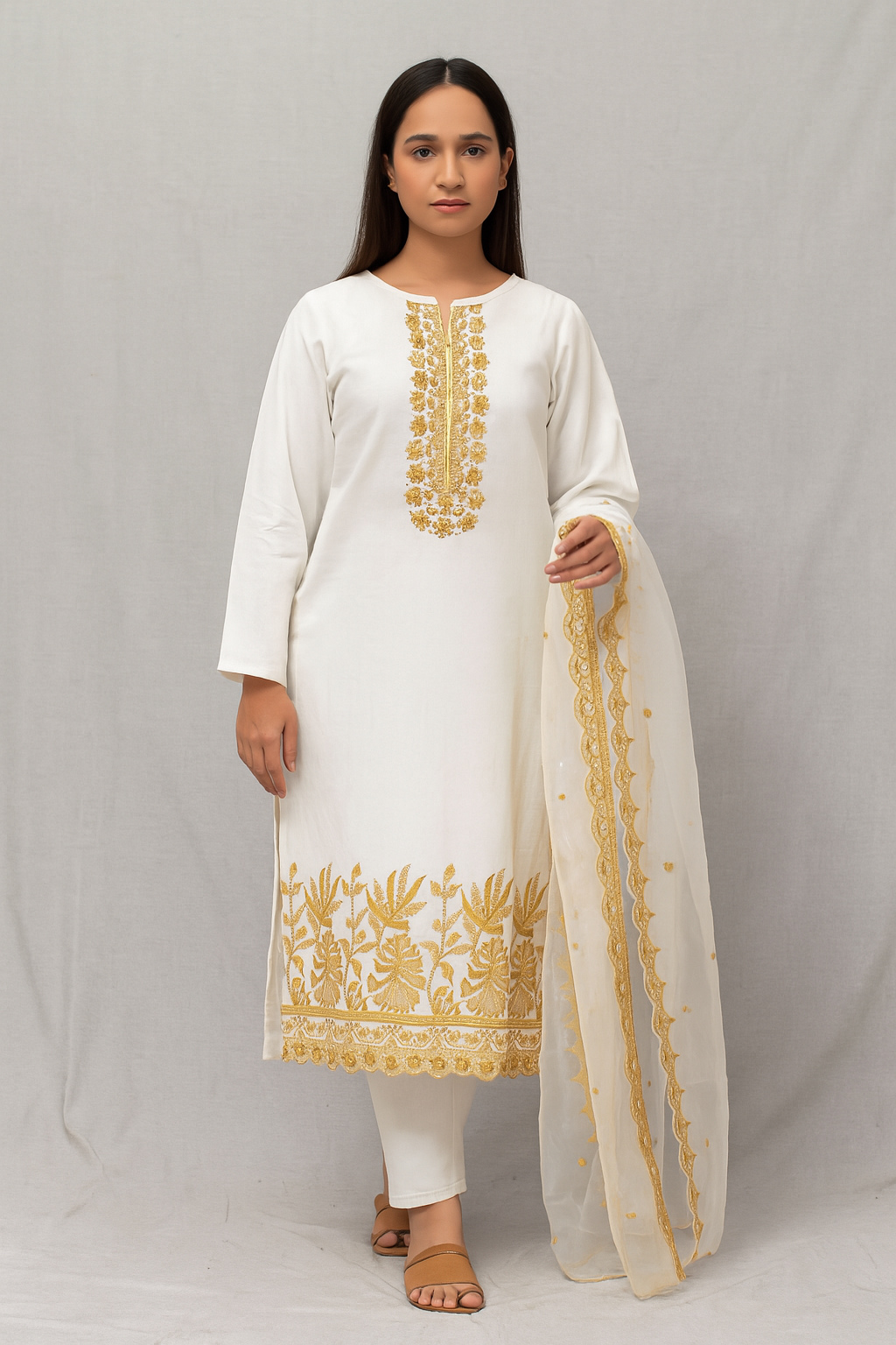 Zahra - Ivory Harvest - Premium Ethnic Wear | Hamnaas Outlet